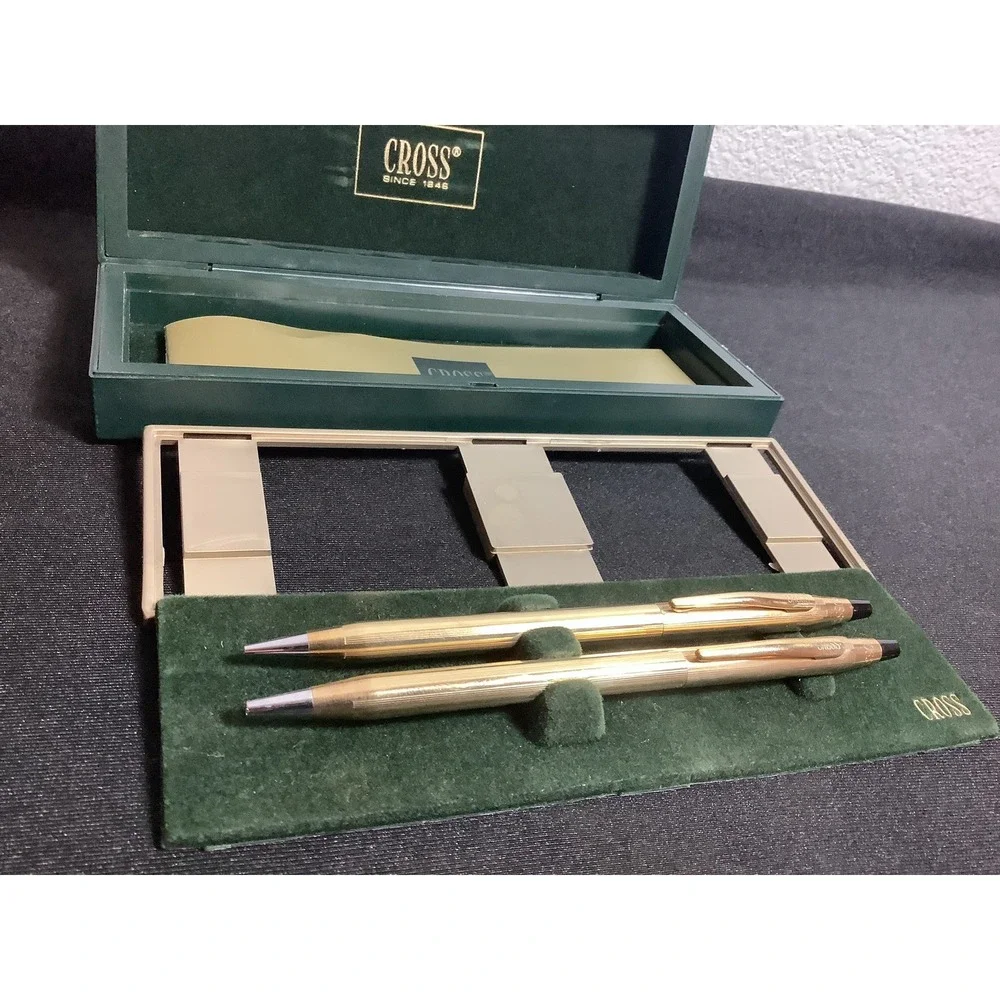 Vintage Cross 1/20 10k Gold Filled Pen & Pencil Set W Brochure And Original Case